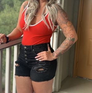 Red and white bodysuit